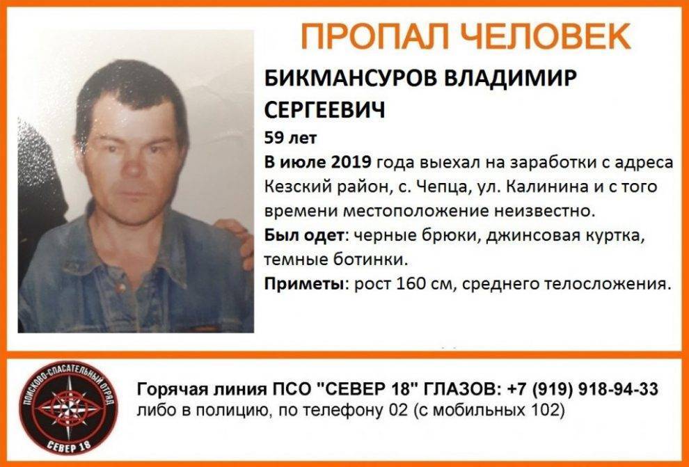 С июля в Удмуртии не могут найти жителя Кезского района - gorodglazov.com - район Кезский