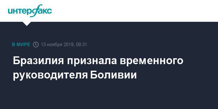 Аньес Жанин - Бразилия признала временного руководителя Боливии - interfax.ru - Москва - Бразилия - Боливия