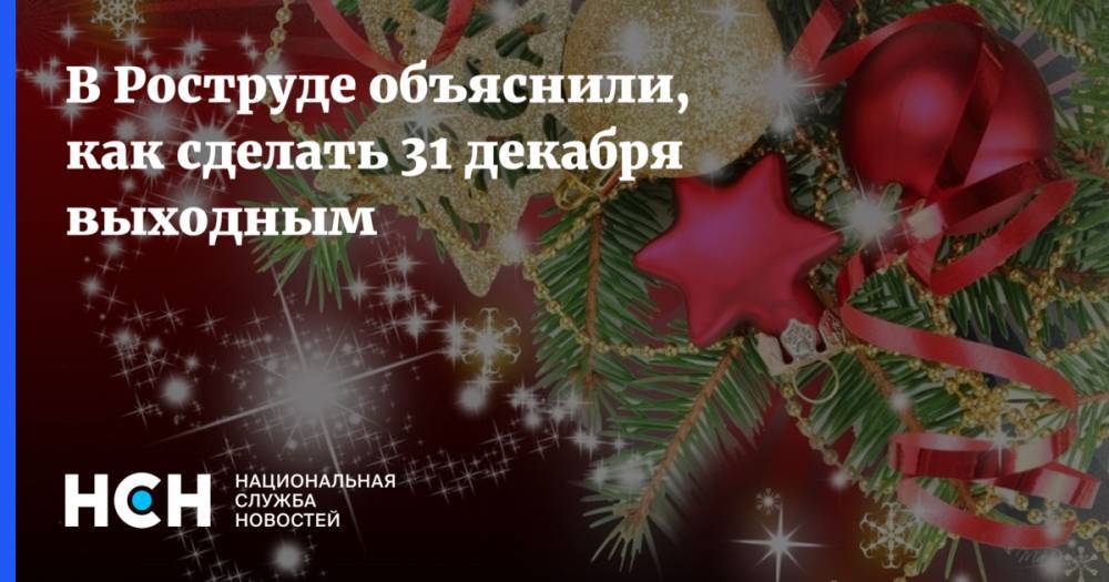 Иван Шкловец - В Роструде объяснили, как сделать 31 декабря выходным - nsn.fm