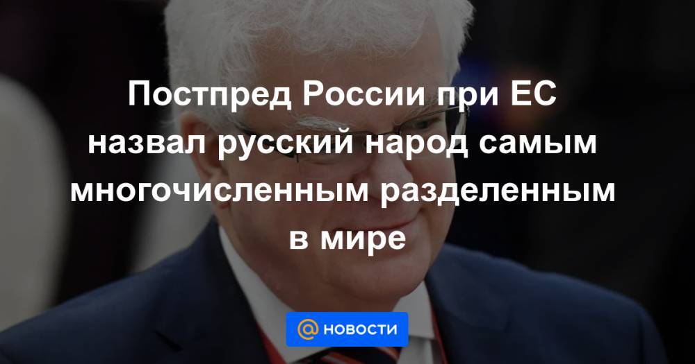 Владимир Путин - Владимир Чижов - Постпред России при ЕС назвал русский народ самым многочисленным разделенным в мире - news.mail.ru - Россия - Брюссель