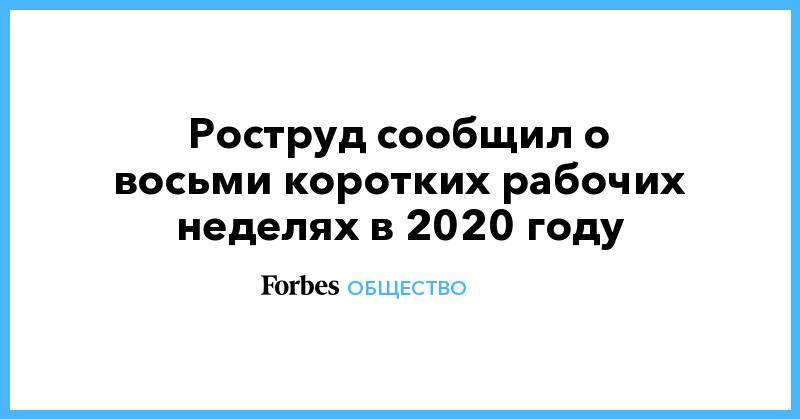 Иван Шкловец - Роструд сообщил о восьми&nbsp;коротких рабочих неделях в 2020 году - forbes.ru