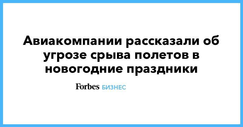 Владимир Тасун - Авиакомпании рассказали об угрозе срыва полетов в новогодние праздники - forbes.ru