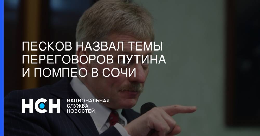 Владимир Путин - Дмитрий Песков - Майк Помпео - Майкл Помпео - Николай Платошкин - Песков назвал темы переговоров Путина и Помпео в Сочи - nsn.fm - Москва - Россия - США - Сирия - Сочи - Венесуэла - Иран