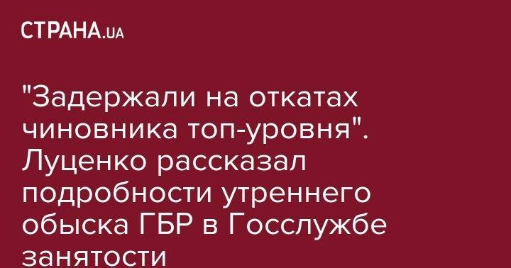 Юрий Луценко - "Задержали на откатах чиновника топ-уровня". Луценко рассказал подробности утреннего обыска ГБР в Госслужбе занятости - strana.ua - Украина