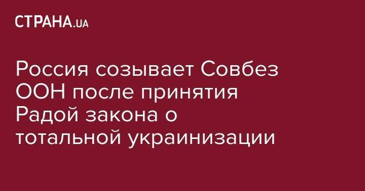 Олег Николенко - Россия созывает Совбез ООН после принятия Радой закона о тотальной украинизации - strana.ua - Россия - Украина
