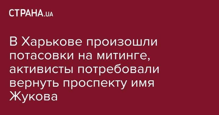 Георгий Жуков - В Харькове произошли потасовки на митинге, активисты потребовали вернуть проспекту имя Жукова - strana.ua - Украина - Харьков
