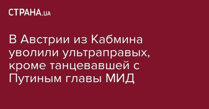 Владимир Путин - Себастьян Курц - В Австрии из Кабмина уволили ультраправых, кроме танцевавшей с Путиным главы МИД - strana.ua - Австрия - Россия - деревня Беллен