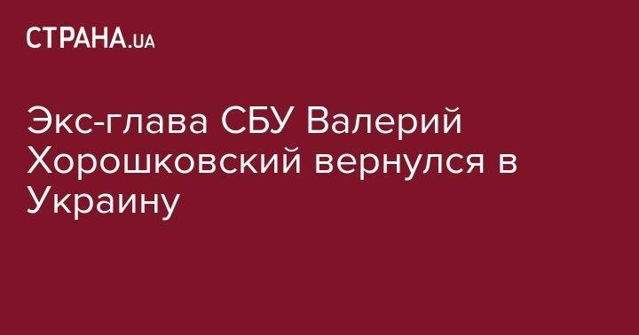 Виктор Ющенко - Экс-глава СБУ Валерий Хорошковский вернулся в Украину - strana.ua - Украина - Киев