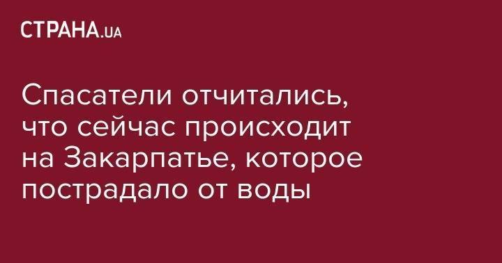 Спасатели отчитались, что сейчас происходит на Закарпатье, которое пострадало от воды - strana.ua - Ивано-Франковская обл. - Закарпатская обл. - Калуш - район Надворнянский