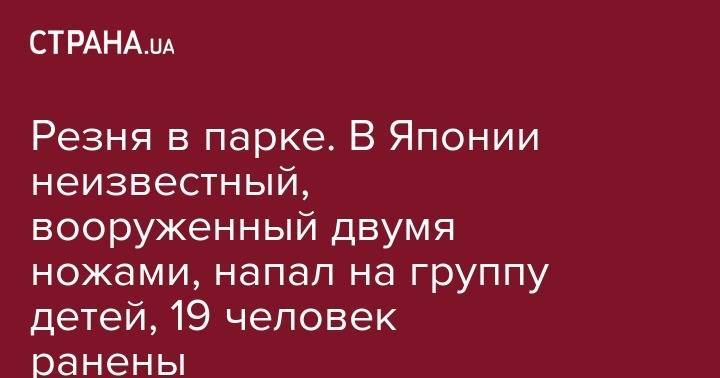 Резня в парке. В Японии неизвестный, вооруженный двумя ножами, напал на группу детей, 19 человек ранены - strana.ua - Токио - Япония