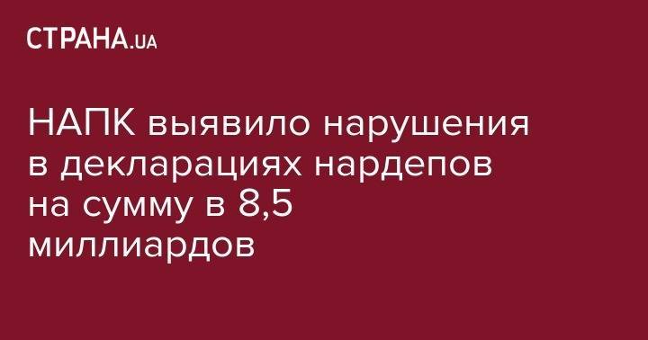 Людмила Денисова - Сергей Мельничук - Вадим Рабинович - Вадим Новинский - НАПК выявило нарушения в декларациях нардепов на сумму в 8,5 миллиардов - strana.ua - Украина