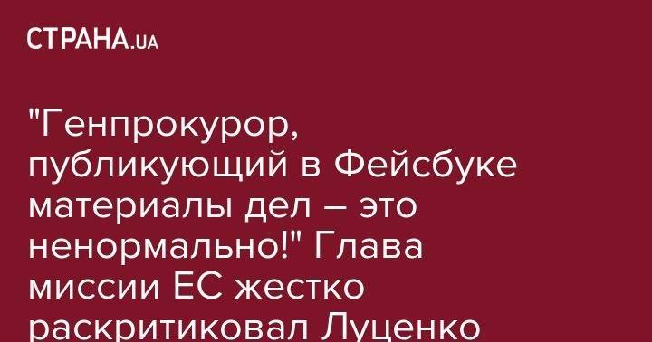 Екатерина Гандзюк - Юрий Луценко - "Генпрокурор, публикующий в Фейсбуке материалы дел – это ненормально!" Глава миссии ЕС жестко раскритиковал Луценко - strana.ua