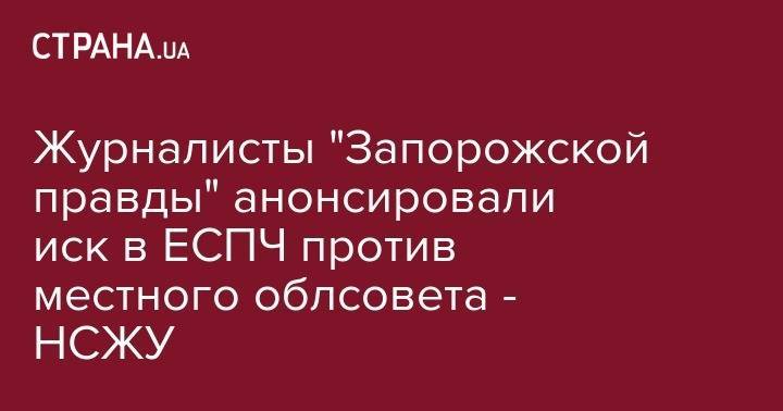 Журналисты "Запорожской правды" анонсировали иск в ЕСПЧ против местного облсовета - НСЖУ - strana.ua - Запорожье