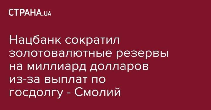 Владимир Зеленский - Яков Смолий - Нацбанк сократил золотовалютные резервы на миллиард долларов из-за выплат по госдолгу - Смолий - strana.ua - Украина - Киев