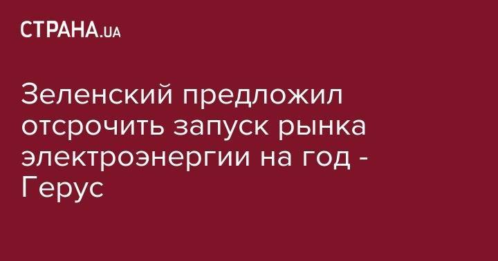 Владимир Зеленский - Андрей Герус - Зеленский предложил отсрочить запуск рынка электроэнергии на год - Герус - strana.ua - Украина