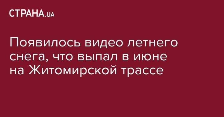 Появилось видео летнего снега, что выпал в июне на Житомирской трассе - strana.ua - Турция - Житомирская обл. - Житомир