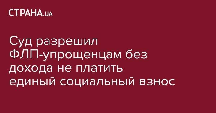 Суд разрешил ФЛП-упрощенцам без дохода не платить единый социальный взнос - strana.ua - Кировоград