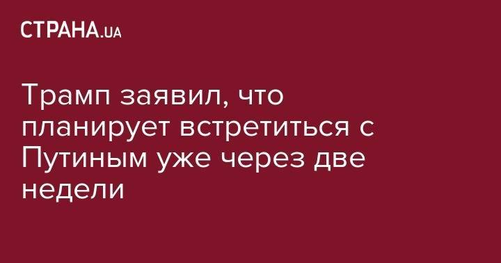 Дональд Трамп - Владимир Путин - Си Цзиньпин - Трамп заявил, что планирует встретиться с Путиным уже через две недели - strana.ua - Россия - Китай - США - Украина - Вашингтон