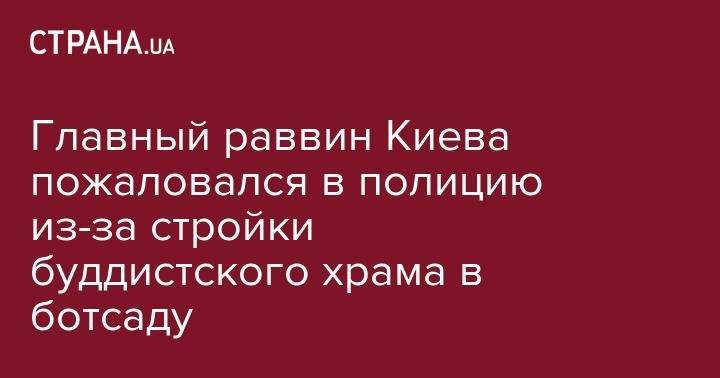 Главный раввин Киева пожаловался в полицию из-за стройки буддистского храма в ботсаду - strana.ua - Киев - Индонезия