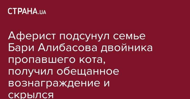 Бари Алибасов - Аферист подсунул семье Бари Алибасова двойника пропавшего кота, получил обещанное вознаграждение и скрылся - strana.ua