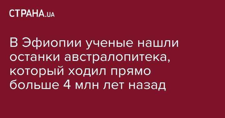 В Эфиопии ученые нашли древнейшие останки австралопитека, который ходил прямо - strana.ua - Эфиопия