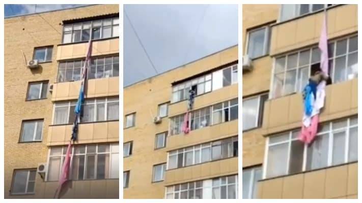 Девочка спустилась к подруге по простыням с балкона последнего этажа в Нур-Султане (видео) - nur.kz - Astana - Нур-Султана