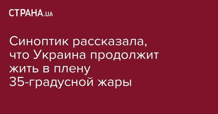 Наталья Диденко - Синоптик рассказала, что Украина продолжит жить в плену 35-градусной жары - strana.ua - Украина - Киев - Днепропетровская обл. - Одесская обл.