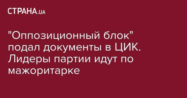Александр Вилкул - Геннадий Кернес - Евгений Мураев - Геннадий Труханов - Вадим Бойченко - Владимир Буряк - Ростислав Шурма - "Оппозиционный блок" подал документы в ЦИК. Лидеры партии идут по мажоритарке - strana.ua - Украина - Одесса - Мариуполь - Ужгород - Павлоград - Запорожья