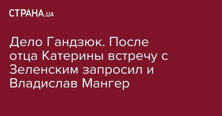 Владимир Зеленский - Екатерина Гандзюк - Владислав Мангер - Дело Гандзюк. После отца Катерины встречу с Зеленским запросил и Владислав Мангер - strana.ua - Херсон