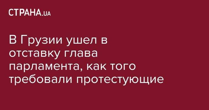 Ираклий Кобахидзе - В Грузии ушел в отставку глава парламента, как того требовали протестующие - strana.ua - Грузия - Тбилиси