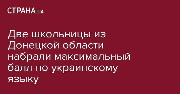 Две школьницы из Донецкой области набрали максимальный балл по украинскому языку - strana.ua - обл. Донецкая - Донецк - Славянск - Мариуполь - Краматорск - Артемовск - Бахмут