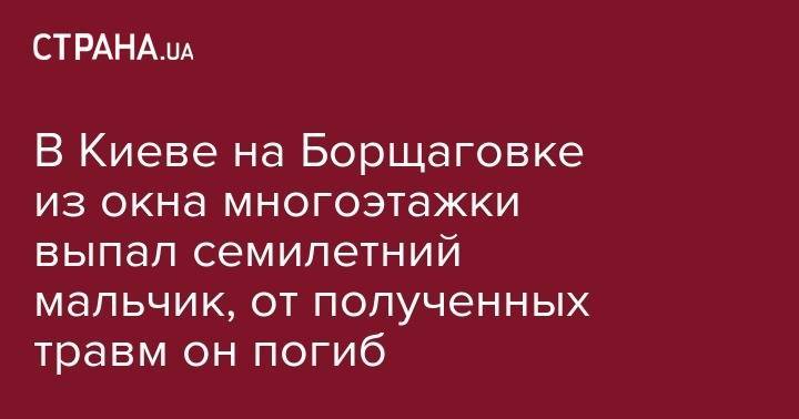 В Киеве на Борщаговке из окна многоэтажки выпал семилетний мальчик, от полученных травм он погиб - strana.ua - Киев - район Святошинский