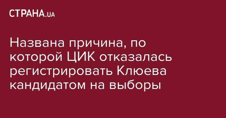 Андрей Клюев - Названа причина, по которой ЦИК отказалась регистрировать Клюева кандидатом на выборы - strana.ua - Украина - обл. Донецкая