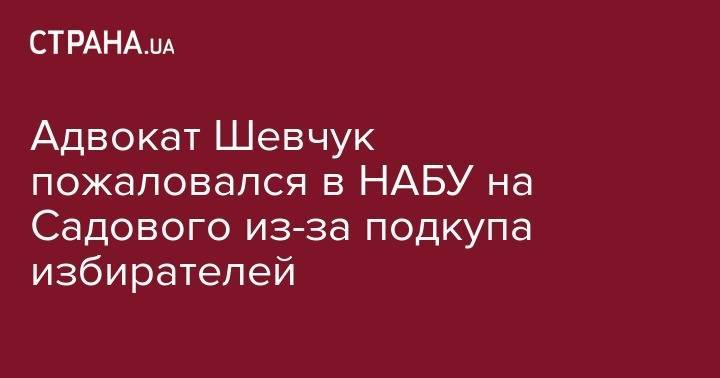 Андрей Садовой - Адвокат Шевчук пожаловался в НАБУ на Садового из-за подкупа избирателей - strana.ua - Украина - Львов