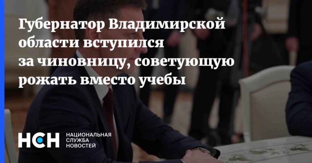 Владимир Сипягин - Губернатор Владимирской области вступился за чиновницу, советующую рожать вместо учебы - nsn.fm - Владимирская обл.