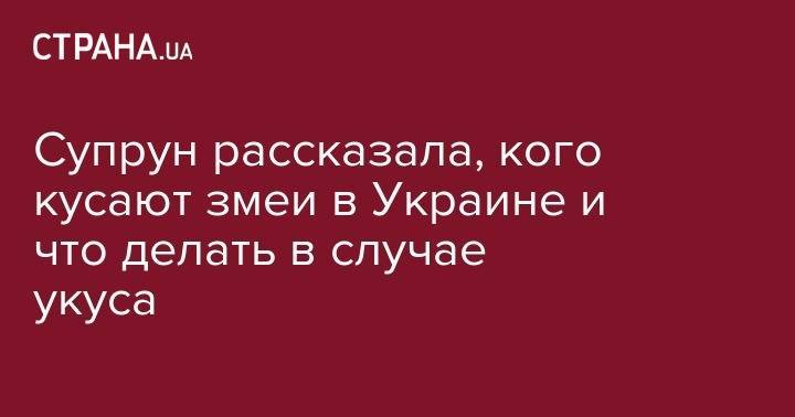 Ульяна Супрун - Супрун рассказала, кого кусают змеи в Украине и что делать в случае укуса - strana.ua - Украина - Киев