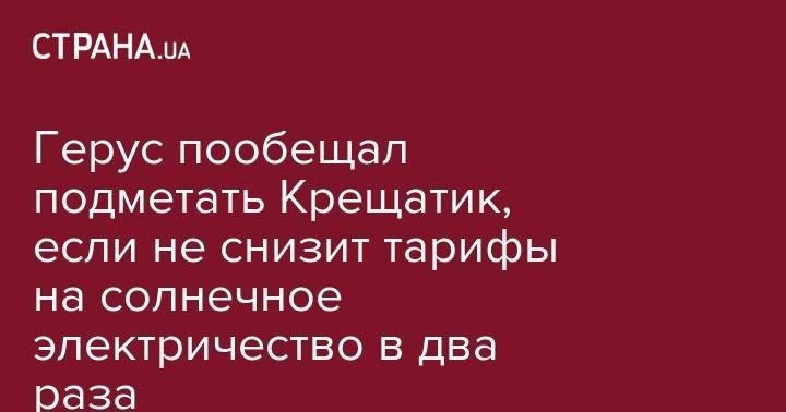 Владимир Зеленский - Андрей Герус - Герус пообещал подметать Крещатик, если не снизит тарифы на солнечное электричество в два раза - strana.ua - Украина - Армения