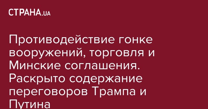 Дональд Трамп - Владимир Путин - Сергей Лавров - Противодействие гонке вооружений, торговля и Минские соглашения. Раскрыто содержание переговоров Трампа и Путина - strana.ua - Россия - США - Иран