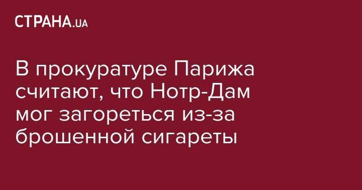 В прокуратуре Парижа считают, что Нотр-Дам мог загореться из-за брошенной сигареты - strana.ua - Украина - Париж