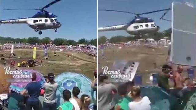 Видео: вертолет сел среди людей и вызвал панику на шоу в Ростове-на-Дону - ren.tv - Ростов-На-Дону