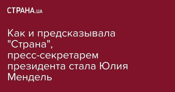 Владимир Зеленский - Юлия Мендель - Как и предсказывала "Страна", пресс-секретарем президента стала Юлия Мендель - strana.ua - Украина - Киев