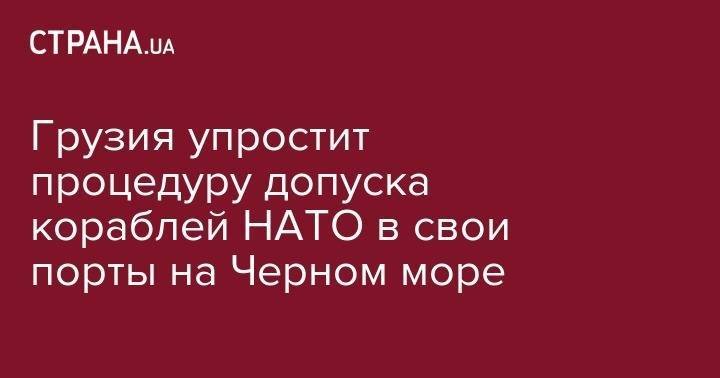 Мамука Бахтадзе - Грузия упростит процедуру допуска кораблей НАТО в свои порты на Черном море - strana.ua - Украина - Грузия