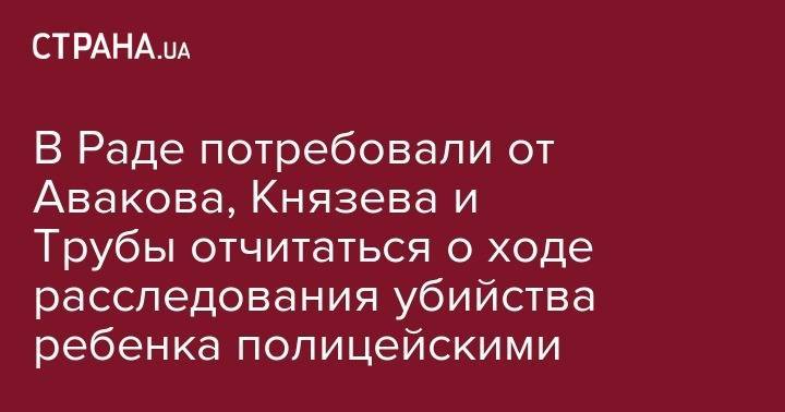 Арсен Аваков - Сергей Князев - Сергей Соболев - В Раде потребовали от Авакова, Князева и Трубы отчитаться о ходе расследования убийства ребенка полицейскими - strana.ua