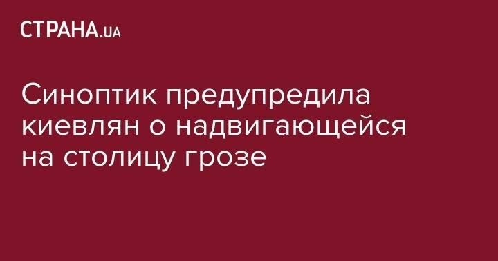 Наталья Диденко - Синоптик предупредила киевлян о надвигающейся на столицу грозе - strana.ua - Украина - Киев - Киевская обл. - Запорожье