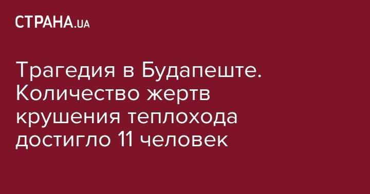 Трагедия в Будапеште. Количество жертв крушения теплохода достигло 11 человек - strana.ua - Южная Корея - Будапешт - Херсон