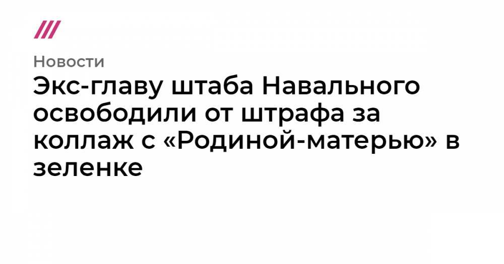 Экс-главу штаба Навального освободили от штрафа за коллаж с «Родиной-матерью» в зеленке - tvrain.ru - Волгоград