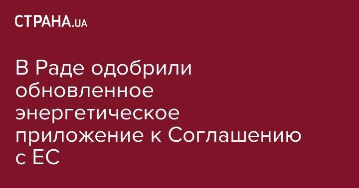 Иванна Климпуш-Цинцадзе - В Раде одобрили обновленное энергетическое приложение к Соглашению с ЕС - strana.ua - Украина
