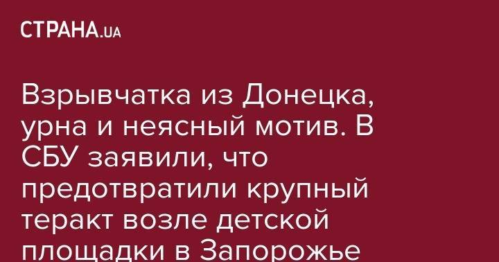 Алексей Петров - Иван Баканов - Взрывчатка из Донецка, урна и неясный мотив. В СБУ заявили, что предотвратили крупный теракт возле детской площадки в Запорожье - strana.ua - Украина - Донецк - Запорожье