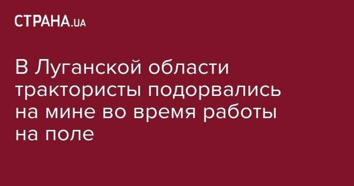 В Луганской области трактористы подорвались на мине во время работы на поле - strana.ua - Луганская обл. - Луганск - Попасная