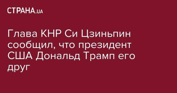 Дональд Трамп - Виктор Медведчук - Юрий Бойко - Си Цзиньпин - Глава КНР Си Цзиньпин сообщил, что президент США Дональд Трамп его друг - strana.ua - Китай - США - Вашингтон - Пекин